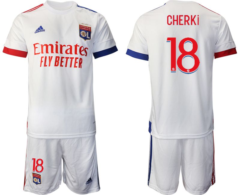 Men 2020-2021 club Lyon home #18 white Soccer Jerseys